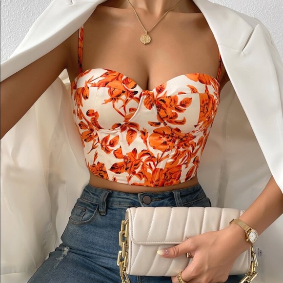 Boho Satin Floral Print Lace Up Bustier Corset Tube Crop Top Sexy - Picture 12 of 14